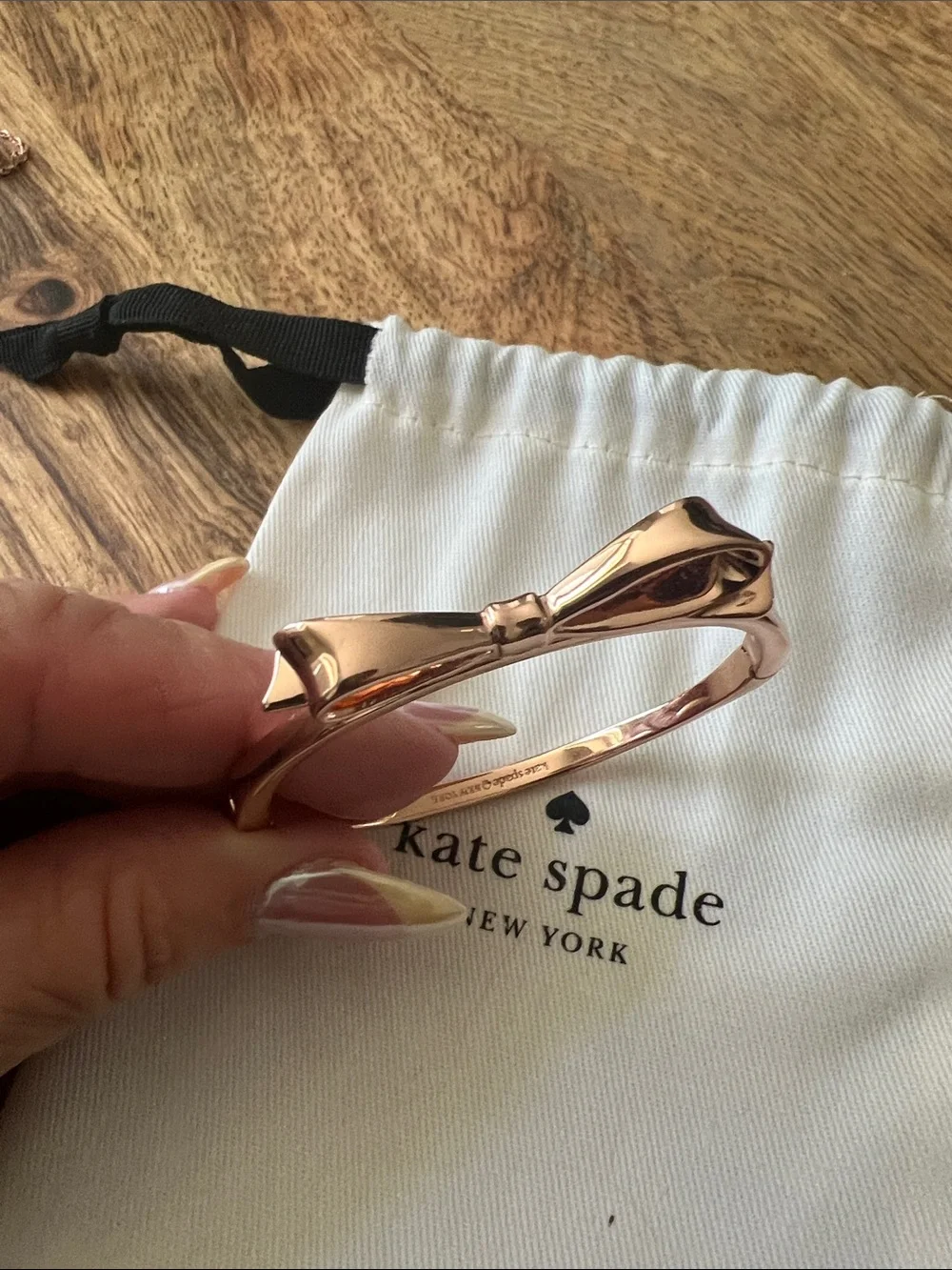 kate spade Rose Gold Bow Bangle Bracelet AND CZ chain bracelet Set - Picture 7 of 8